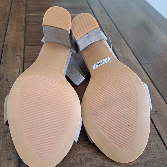 Torrid Two-Strap Taupe Tapered Heel Suede-Like Size 8 - Picture 5 of 6